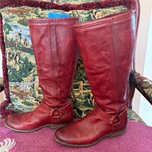 Frye Mahogany Reddish Leather Boots.
